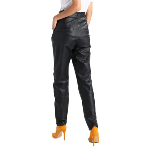 Buckle Closer Stylish Leather Pants For Women