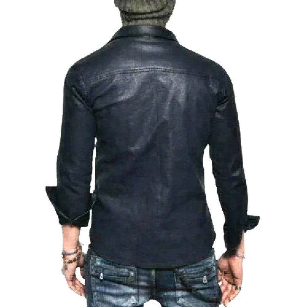 Stylish Leather Shirts For Men With Two Front Pockets Leather Wardrobe — free download