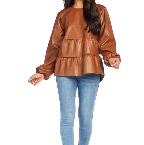 Stylish Leather Shirts For Women In Brown