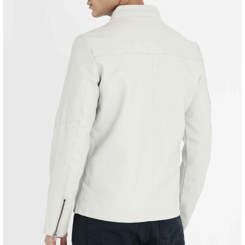 Stylish And Unique White Color Leather Jacket For Men
