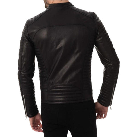 Men's Leather Jacket With Unique Side Zip Closer And Design