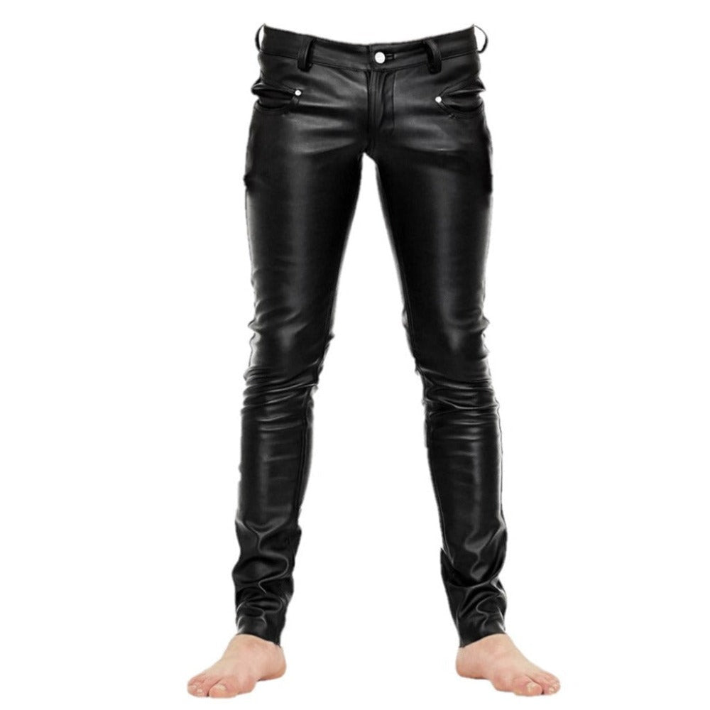 Mens Genuine Leather Black Shinny Jeans Pants Leather Sheep
