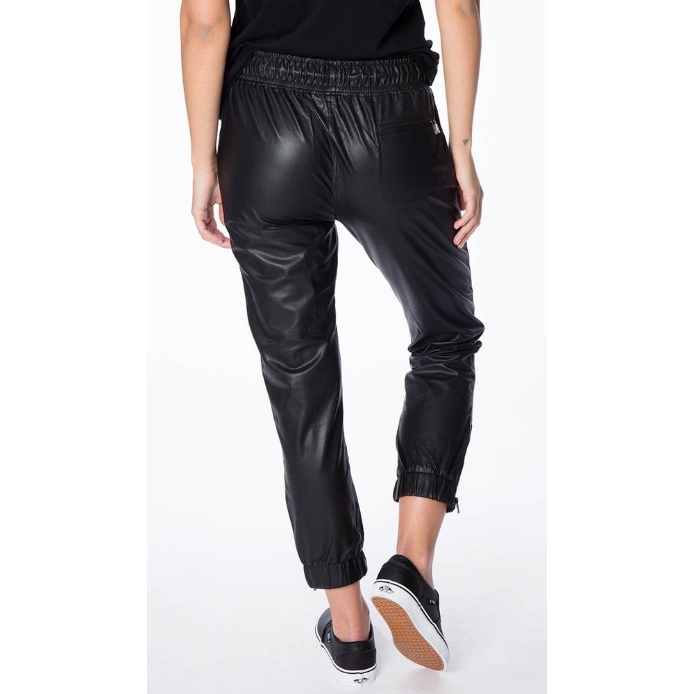 Plain Black Sheep Leather Trousers for Women with Flexible