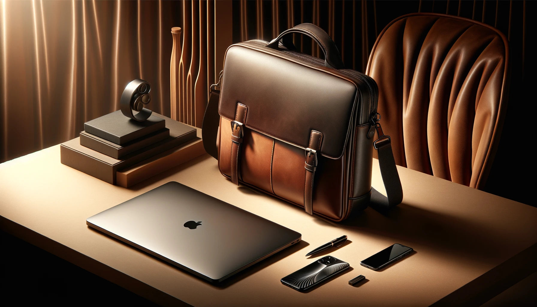 Sleek and Professional: Genuine Leather Laptop Shoulder Bag