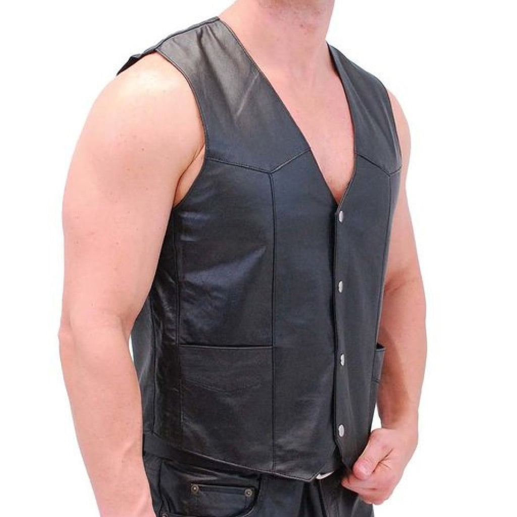 Casual Leather Vest Front Button Clousre