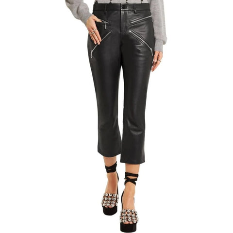 Leather Pant Women With Zipped Design