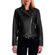 Leather Jacket For Women With Side Zip And Belted Closer