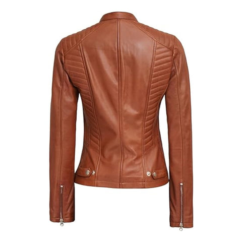 100% Genuine Leather Jacket For Women Biker Style