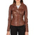 Leather Jacket Women With Side Zip Closer And Zipped Pockets