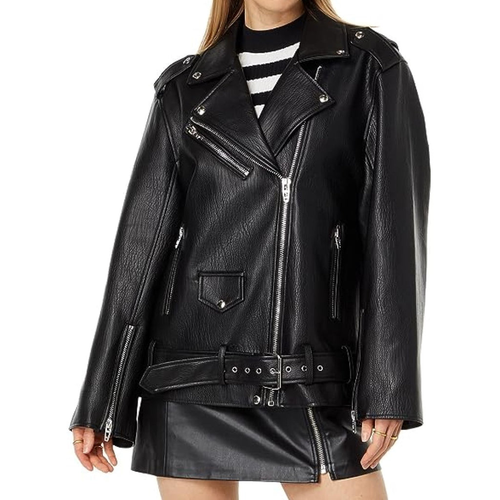 Biker Style Classy Leather Jacket Women