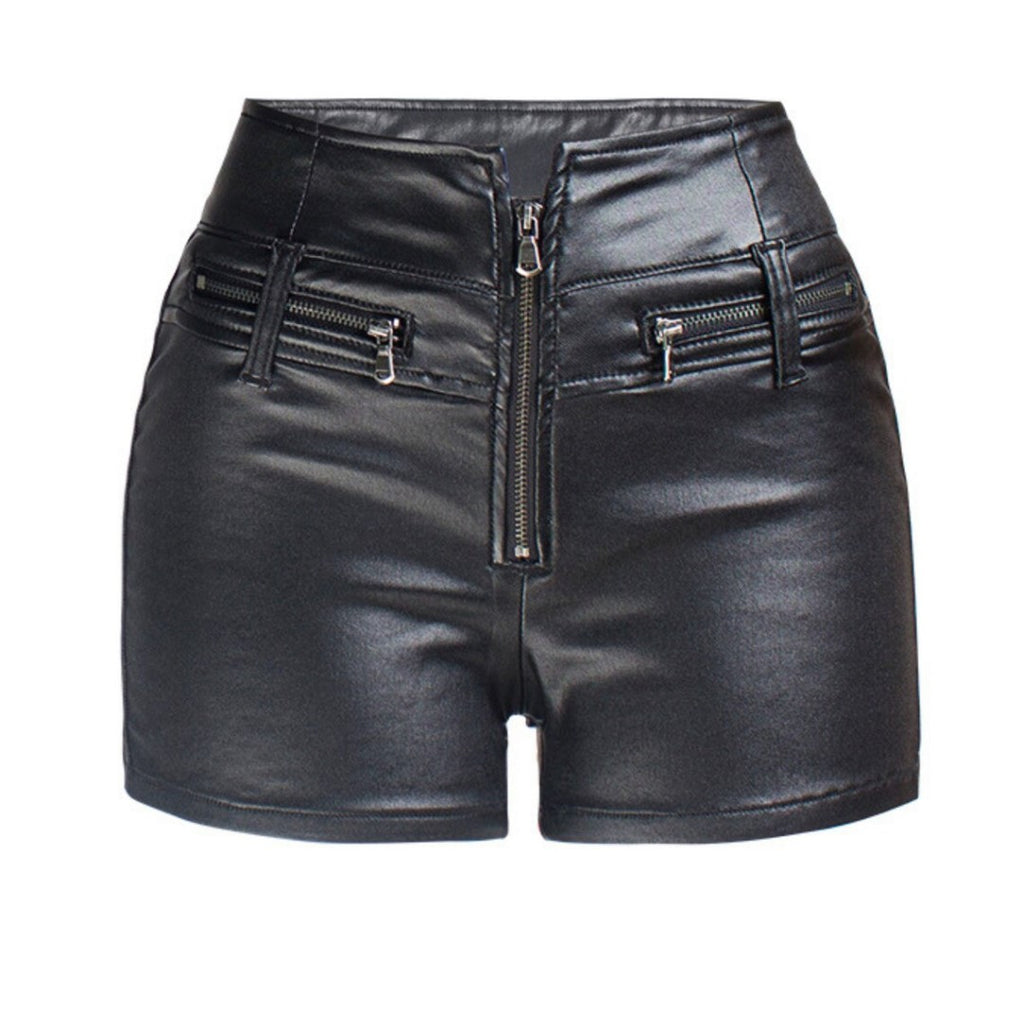 Women Sexy And Slim Fit Leather Shorts