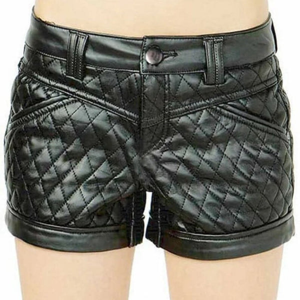 Quilted Leather Shorts For Women