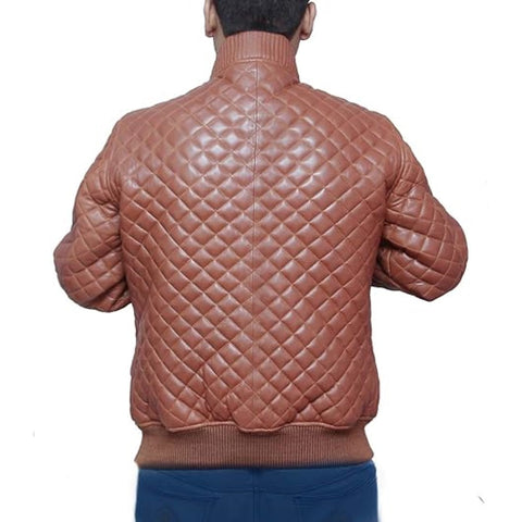 Men's Biker Jacket In Quilted Design
