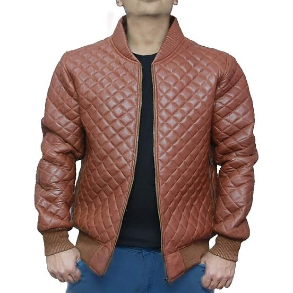 Men's Biker Jacket In Quilted Design