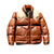 Puffer Style Leather Jacket For Men In Brown And Beige Color