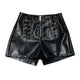 Women Leather Shorts With Unique Front Lace Design