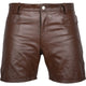 Classic Leather Brown Biker Shorts For Men