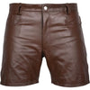 Classic Leather Brown Biker Shorts For Men