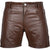 Classic Leather Brown Biker Shorts For Men