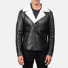 White Shearling Black Leather Jacket - Leather Wardrobe