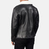 White Shearling Black Leather Jacket - Leather Wardrobe