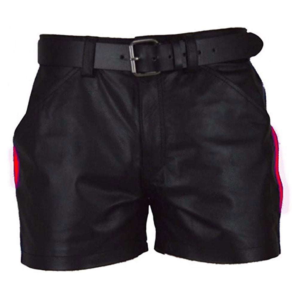 502 Leather Shorts With Stripes