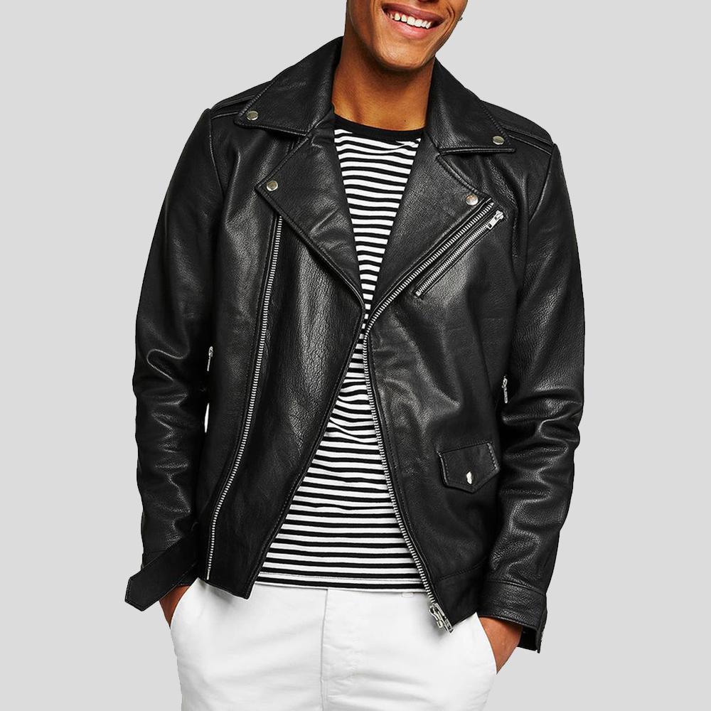 Anson Black Biker Leather Jacket