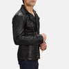 Black Studded Leather Biker Jacket Up to 5XL - Leather Wardrobe