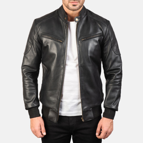 Black Biker Leather Jacket For Men