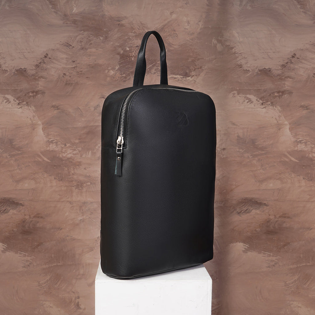 Black Leather Shoulder Bag for Laptop