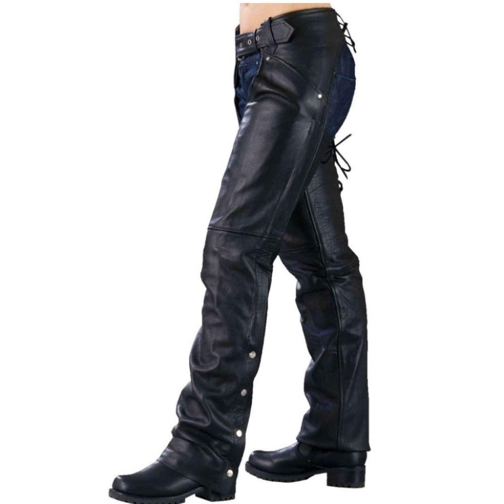 Buy Bootcut Leather Chaps with Side Snaps – Leather Wardrobe