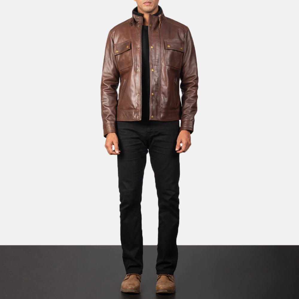 Darren Brown Leather Biker Jacket