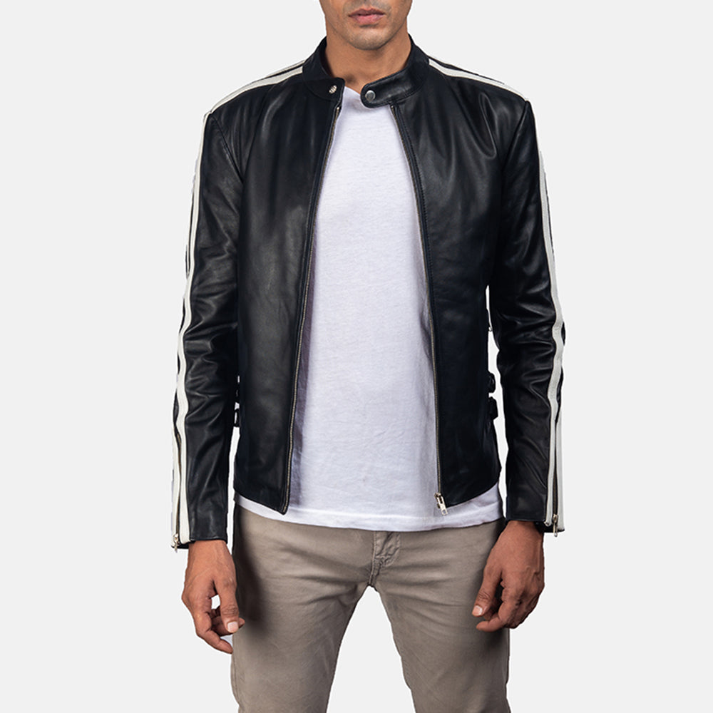 Hank Black Leather Biker Jacket 