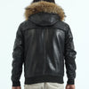 Genuine leather bomber jackets with fur on the Hood winter jacket - Leather Wardrobe