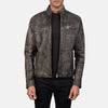 Ionic Distressed Brown Leather Biker Jacket Up to 5XL - Leather Wardrobe