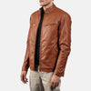 Ionic Brown Leather Biker Jacket Up to 5XL - Leather Wardrobe