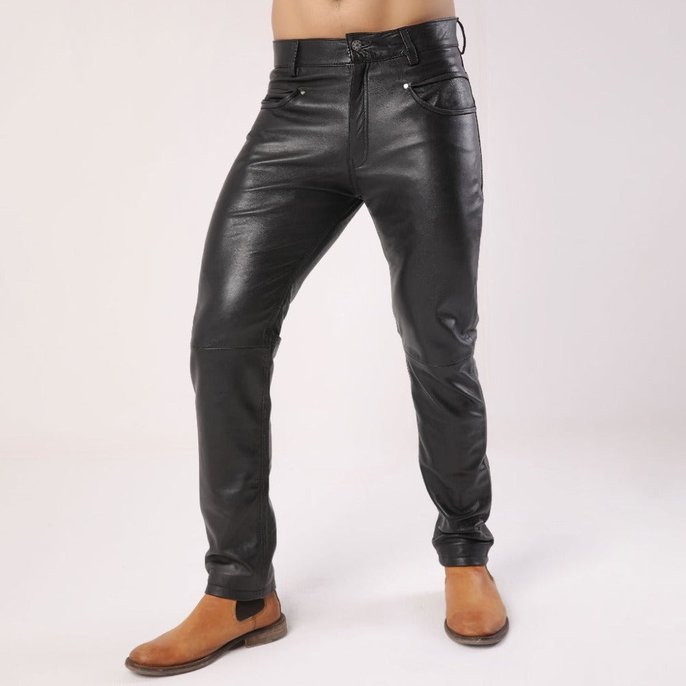 Mens Black Sheep Leather Biker Stylish Pants