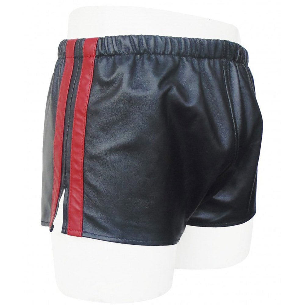 Mens Sheep Leather Shorts with red strips