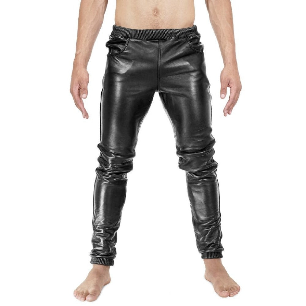 Plain Black Sheep leather Trouser for Men