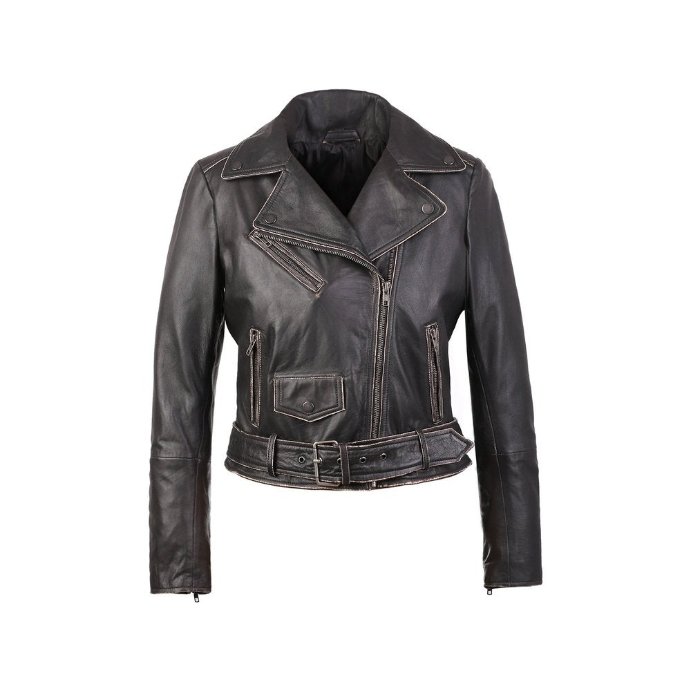 Short Biker Leather Jacket for women