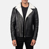 White Shearling Black Leather Jacket