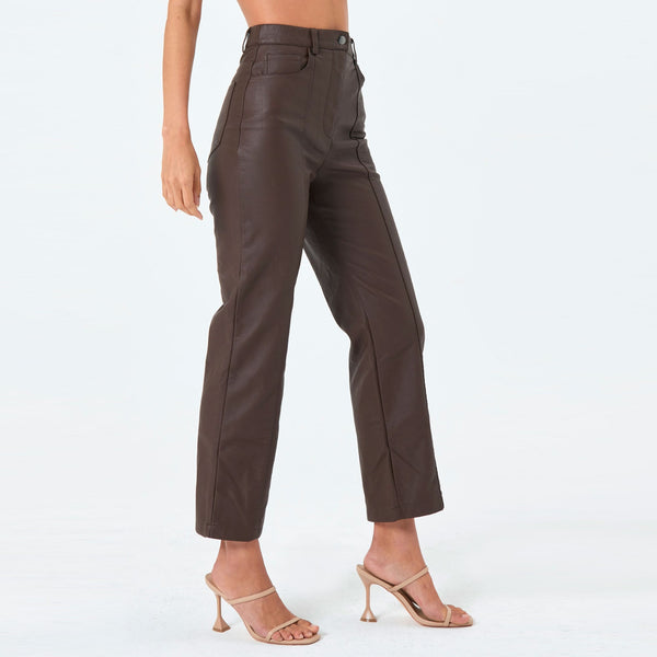 Brown Leather Trouser For Women