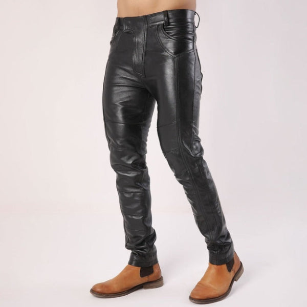 Black Sheep Leather Pants with Extended Flap